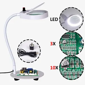 PD-4S lâmpada de mesa lupa 3x 10x iluminada, lâmpada para mesa leitura multifuncional manutenção eletrônica