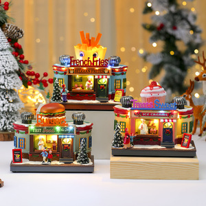 Boîte à musique lumineuse rotative créative de Noël pour la décoration de cuisine et de café, cadeau pour maison de jeu d'enfants - Product Image 1