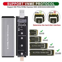 Casing Eksternal SSD M.2 NVME USB3.1 Tipe-A + USB 3.2 Gen 2 Tipe C 10G M2 M-KEY NVME ke Kotak Adaptor USB Chip JMS583 Strap