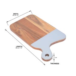 Planche à découper demi-blanche en bois d'acacia avec poignée pour servir et hacher des aliments de cuisine et de restaurant Élégant et durable - Product Image 5