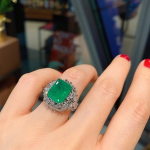 Wholesale Bulk Buyers Eco-friendly Copper 12*16MM Green Zircon Creative Full Diamond Jewelry Sets Fashion for Women - Product Image 4