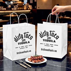 Sac en papier kraft blanc personnalisé, écologique et recyclable, pour tacos et steaks, idéal pour l'emballage alimentaire à emporter (vente en gros) - Product Image 5