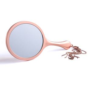 Rose Gold Color High Quality Luxury Support Custom Logo Metal Handheld Epoxy Logo <b>Compact</b> <b>Mirror</b> With Tassel - Product Image 6