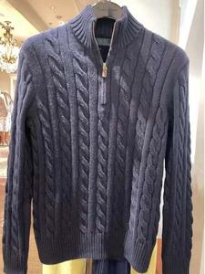 Logo broderie tricots hommes automne et hiver <span class=keywords><strong>col</strong></span> <span class=keywords><strong>montant</strong></span> pâte frite torsades demi fermeture éclair <span class=keywords><strong>pull</strong></span> - Product Image 3
