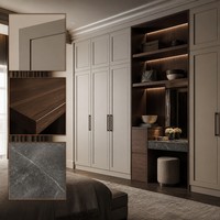 Dressing intégré Greige Noyer Contemporain Classique Personnalisé avec Quincaillerie Bronze pour Toute la Maison OEM