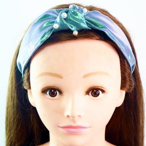 Cinta para el pelo de doble capa para niña y mujer, bandana con lazo de tela de arcoíris, bandana personalizada de Organza con perlas - Product Image 3