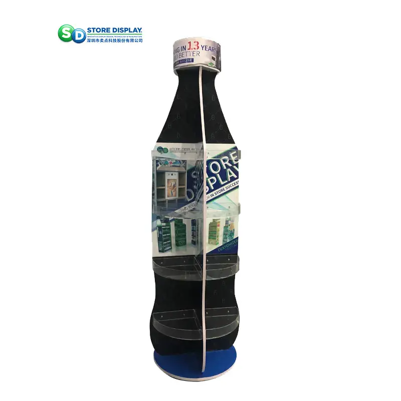 रचनात्मक डिजाइन आंख को पकड़ने खुदरा स्टोर बोतल आकार विज्ञापन पेय पानी पीने रस प्रदर्शन खड़े हो जाओ