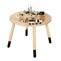Table d'activités carrée en bois Montessori moderne pour tout-petits - Centre de jeu multisensoriel Blocs Trains Non toxique Durable