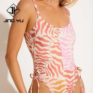 Traje de Baño de una Pieza con Estampado de Playa Personalizado, con Cordón Lateral Acanalado, Traje de Baño de una Pieza de Nailon de Lujo - Product Image 4