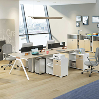 Bureau de direction en bois, mobilier de bureau modulaire, bureau de direction au design moderne, plateau de table en bois de noyer gris, ensemble bureau et chaise de bureau
