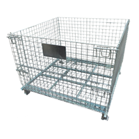 Conteneur en treillis métallique galvanisé pliable de haute qualité 500 kg 600 kg, cage de stockage métallique, chariot à roulettes avec roues