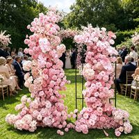 Ensemble d'arche de fleurs artificielles en corne blanche rose 5D de luxe pour la décoration de scène de mariage