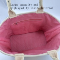Bolso bordado personalizado de tela de rizo para mujer, bolso de mano de playa para verano, bolso de mano con patrón de árbol de coco con bolsillo interior con cremallera