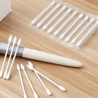 100 cotons-tiges jetables à double extrémité, emballés individuellement, avec pointes pointues et rondes pour le maquillage et l'hygiène quotidienne