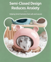 Cave de refugé en céramique pour petits animaux, motif dessin animé, pour hamster, hérisson, petaur, abri respirant d'été