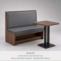 Ensemble de mobilier commercial en cuir pour hôtel, café, restaurant : banquette demi-courbe en marbre, table et chaises