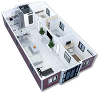 Maison conteneur pliable à double aile, extensible, avec espace de vie épaissi et respirant, pour dortoir et usage domestique