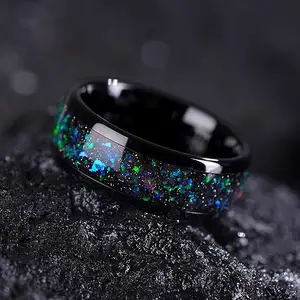 Bijoux de mariage de luxe bague en tungstène série galaxie noire bague turquoise en acier inoxydable hommes anneaux