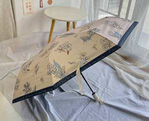 Paraguas Plegable Portátil de 3 Secciones, Manual y Automático, Protección UV, para Sol y <span class=keywords><strong>Lluvia</strong></span>, con Estampado Floral, Personalizado para Mujer - Product Image 1