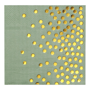 Disposable Party Paper Napkins 250mm Gold Dots Green Decorative For Birthday - Product Image 5