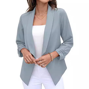 Dames Casual Blazers Cardigan Pak Eenvoudige Dame Slim Fit <span class=keywords><strong>Plus</strong></span> <span class=keywords><strong>Size</strong></span> Jas Effen Lange Mouw Ademend Dun Jack Effen Geverfd - Product Image 4