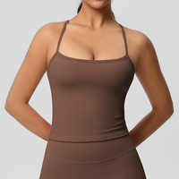 Soutien-gorge de sport long brossé double face uni à dos ajusté pour femme, idéal pour la course, le fitness et le yoga