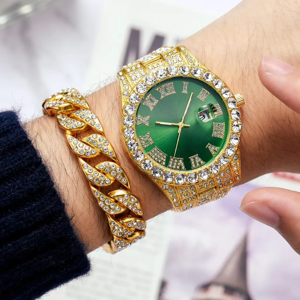 RAYMONS 007 ruolo Iced Out orologio da polso di lusso con diamanti orologio da uomo in argento dorato orologi al quarzo meccanici con cassa hip hop