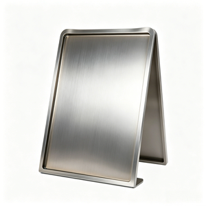 Expositor de Tarjetas de Mesa de Acero Inoxidable Mecanizado por CNC Personalizado con Perforación para Menús A4 de Escritorio, Porta Precios y Letreros - Product Image 1