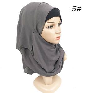 Nouveau Pearl Hijab Chiffon Usine Vente Directe de Lady Pratique Foulard pour Dames Monochrome Foulards Musulman Hijabs - Product Image 2