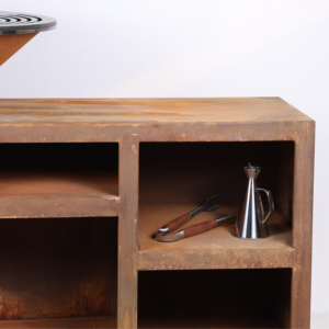 Plancha <span class=keywords><strong>brasero</strong></span> 65 pouces en acier Corten robuste avec structure KD et gril barbecue pour extérieur et jardin - Product Image 4