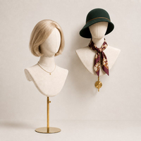 Tête de mannequin en fibre de verre en gros, revêtement en lin épais, options de support au sol ou de fixation murale pour l'affichage de perruques, chapeaux, salons et vente au détail