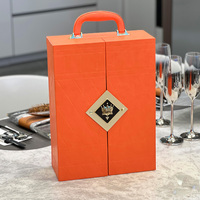 Boîte cadeau de luxe personnalisée pour vin, boîte de présentation pour verres à vin, boîte à vin en cuir PU écologique avec poignée