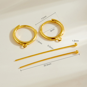 FUAMAY Forniture Artigianali per Orecchini <span class=keywords><strong>Componenti</strong></span> Placcati in Oro 18K e <span class=keywords><strong>Argento</strong></span> <span class=keywords><strong>925</strong></span> per Kit Fai da Te per la Creazione di Orecchini a Cerchio Huggie e Perni - Product Image 6