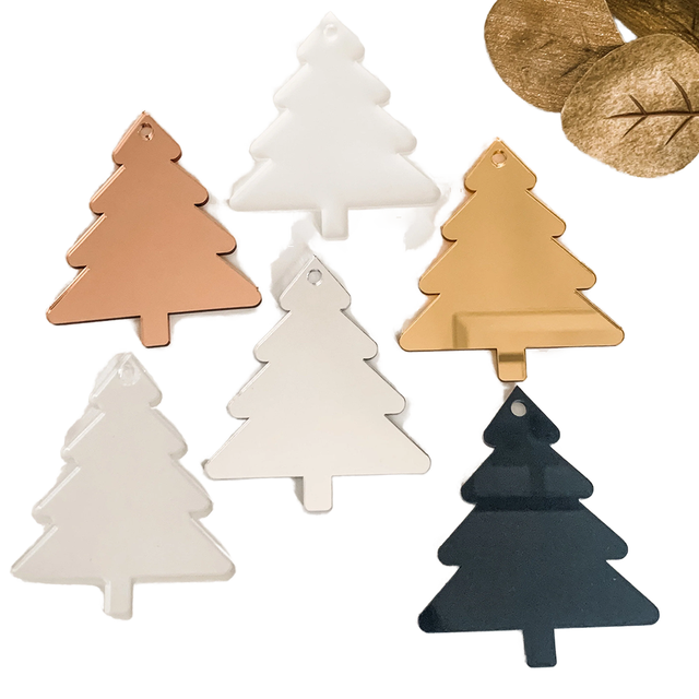 Multi Shapes Acrylic Christmas Ornaments Laser Cut Mirror Acrylic Blank Christmas Tree