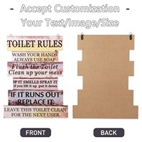 Panneau décoratif en bois pour salle de bain personnalisé Règles de toilette Plaque suspendue Décoration Ferme Panneau d'avertissement pour la maison Bureau Ferme Boutique Bar