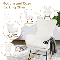 Fauteuil à bascule moderne et écologique, convertible, confortable, en sherpa, avec coussin en mousse haute densité, ergonomique, pour la maison, le bureau à domicile, la salle à manger