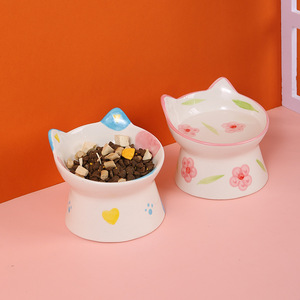 Comedero de Cerámica para Gatos Mystic Arts con Soporte Inclinado para el Cuello, Comedero Alto para Gatos con Bonito Diseño Pintado, Comedero Multifuncional para Mascotas - Product Image 1