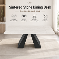 Table de salle à manger d'hôtel moderne en marbre blanc, bureau rectangulaire multifonctionnel avec cadre métallique, durable, facile à nettoyer, vente en gros OEM ODM