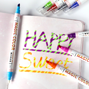 12 colori/set Dual Tips <span class=keywords><strong>evidenziatore</strong></span> a cambiamento di colore <span class=keywords><strong>cancellabile</strong></span> magico per l'ufficio e la vita quotidiana - Product Image 6