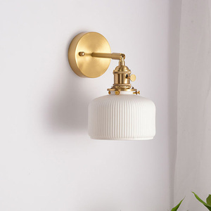 Retro Brushed Brass <b>Sconce</b> <b>Wall</b> <b>Lights</b> Fixture for Home E27*1 White Ceramic Shade Decorative <b>Wall</b> Lamps Interior Indoor Modern - Product Image 2