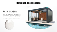Pergola en aluminium entièrement automatisée avec capteur de pluie et de vent, sans entretien, écologique, pour balcon, vie en plein air, décoration intelligente pour la maison