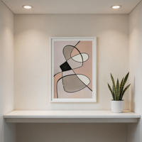 Peinture sur toile abstraite moderne Wabi Sabi, lignes géométriques, rose et gris mats, sans cadre, pour salon