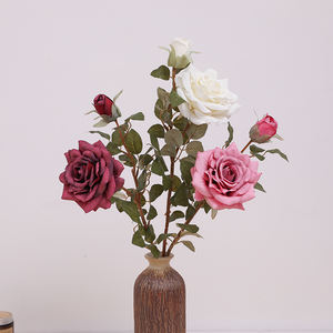 Luce stile europeo di lusso 2 grandi rose di ibisco squisita decorazione floreale per la casa tavolo da pranzo fiori artificiali di seta - Product Image 3