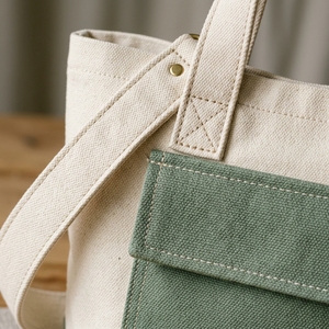 Bolsa de Lona Grande, Ecológica, Reutilizable, con Asas Verdes, Logotipo Personalizado, para Uso Diario - Product Image 5