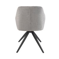 Fauteuil de salle à manger élégant et contemporain en tissu gris avec base en métal, design écologique