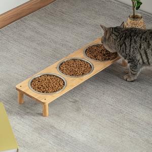 Büyük Boy Dökülmez Paslanmaz Çelik Çift Evcil Hayvan Mama Kabı, Köpekler ve Kediler için Doğal Çevre Dostu Bambu Standlı - Product Image 3