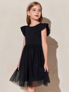 Abito in Tulle Haloumoning per Bambine, <span class=keywords><strong>Vestito</strong></span> Estivo con Maniche Corte e Volant, per Feste, 5-14 Anni - Product Image 3