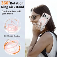 Coque de téléphone magnétique tendance pour fille avec support rotatif pour 17 18 Pro, clés métalliques, protection antichoc