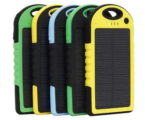 Banco de energía Solar impermeable con luz LED, cargador Solar móvil para exteriores, 5000mAh