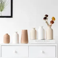 Vas bunga tembikar tanah liat putih Retro dekorasi Boho pedesaan vas bunga keramik kecil minimalis untuk dekorasi rumah rak